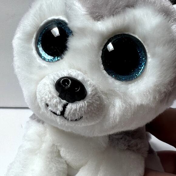 Ty Beanie Boo Plush Gray Siberian Husky Dog Large 6” Stuffed Animal - Picture 2 of 5